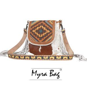 🔥SALE🔥Myra Tapestry Hair on Fringe Tooled Sunflower Strap